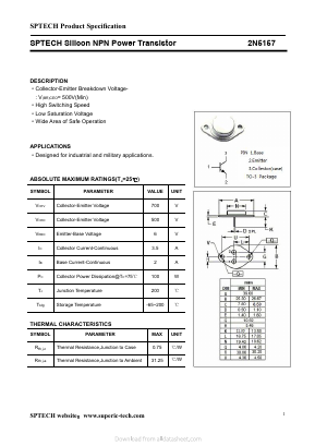 2N5157 Datasheet PDF Shenzhen SPTECH Microelectronics Co., Ltd.