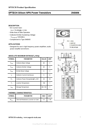 2N5606 Datasheet PDF Shenzhen SPTECH Microelectronics Co., Ltd.