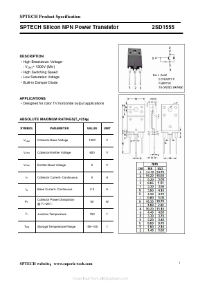 D1555 Datasheet PDF Shenzhen SPTECH Microelectronics Co., Ltd.