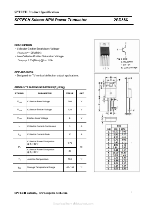 2SD386 Datasheet PDF Shenzhen SPTECH Microelectronics Co., Ltd.