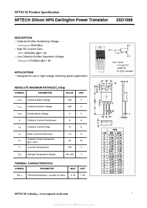 2SD1088 Datasheet PDF Shenzhen SPTECH Microelectronics Co., Ltd.