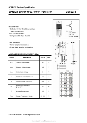 C2238 Datasheet PDF Shenzhen SPTECH Microelectronics Co., Ltd.
