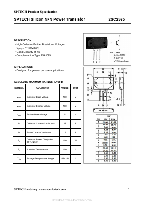 2SC2565O Datasheet PDF Shenzhen SPTECH Microelectronics Co., Ltd.