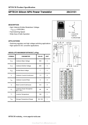 C3151 Datasheet PDF Shenzhen SPTECH Microelectronics Co., Ltd.