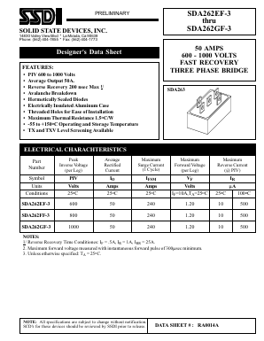 SDA262EF-3 Datasheet PDF Solid State Devices, Inc.
