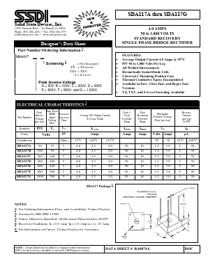 SDA117C Datasheet PDF Solid State Devices, Inc.