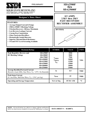 SDA10000F Datasheet PDF Solid State Devices, Inc.
