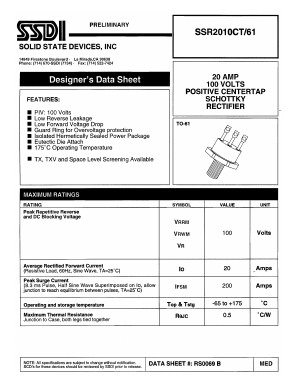 SSR2010CT/61 Datasheet PDF Solid State Devices, Inc.