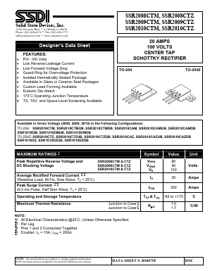 SSR1010DZDB Datasheet PDF Solid State Devices, Inc.