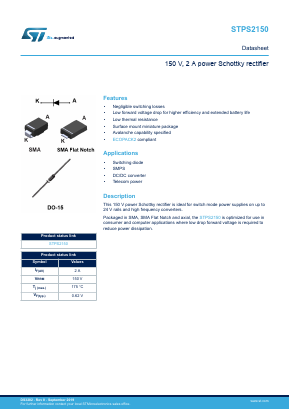 STPS2150 Datasheet PDF STMicroelectronics