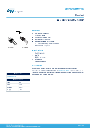 STPS20SM120ST Datasheet PDF STMicroelectronics