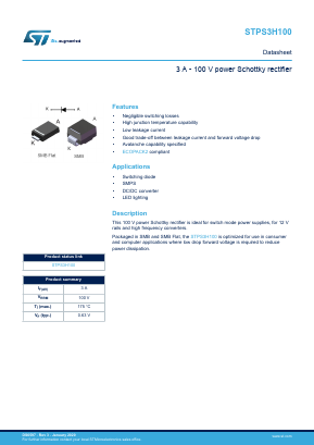 STPS3H100 Datasheet PDF STMicroelectronics