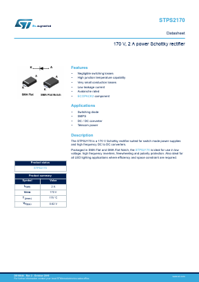 STPS2170AF Datasheet PDF STMicroelectronics