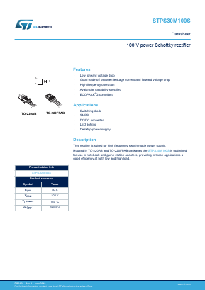 STPS30M100S Datasheet PDF STMicroelectronics