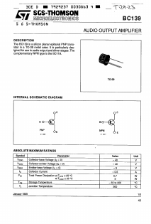 BC139 Datasheet PDF STMicroelectronics