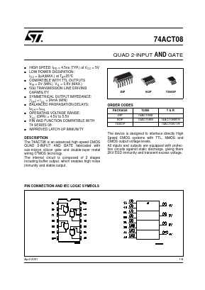 74ACT08 Datasheet PDF STMicroelectronics
