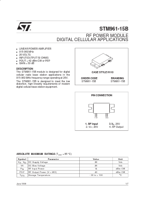 STM961-15B Datasheet PDF STMicroelectronics