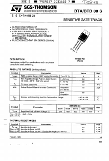 BTA08S Datasheet PDF STMicroelectronics