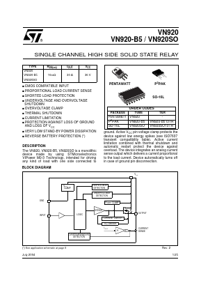 VN920-B513TR Datasheet PDF STMicroelectronics