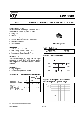 ESDA6V1-5SC6 Datasheet PDF STMicroelectronics