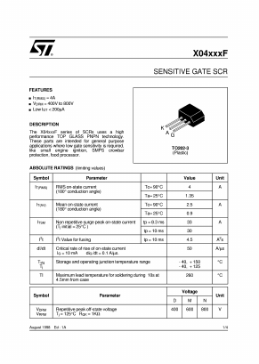 X4002DF Datasheet PDF STMicroelectronics