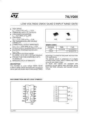 74LVQ00 Datasheet PDF STMicroelectronics