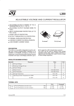 L200 Datasheet PDF STMicroelectronics