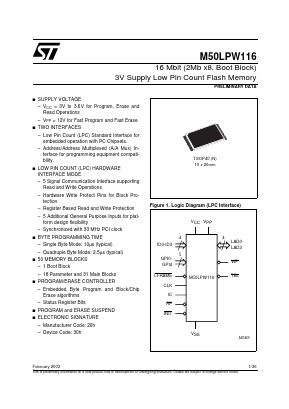 M50LPW116 Datasheet PDF STMicroelectronics