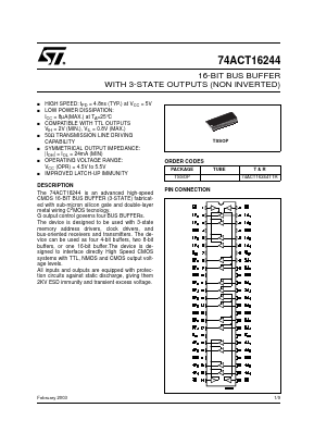 74ACT16244TTR Datasheet PDF STMicroelectronics