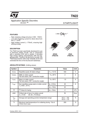 TN22-1200 Datasheet PDF STMicroelectronics