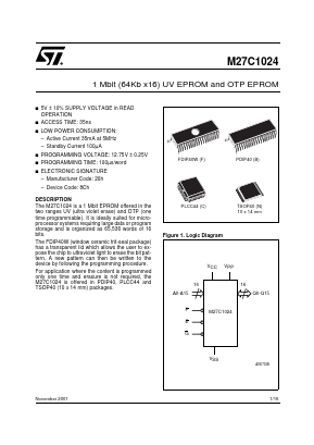 M27C1024-70XB1X Datasheet PDF STMicroelectronics