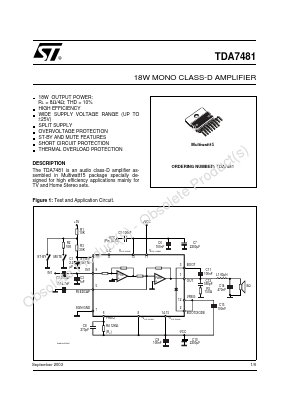 TDA7481 Datasheet PDF STMicroelectronics