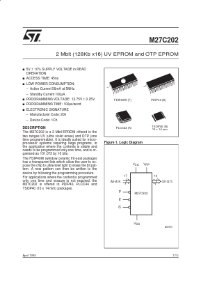 M27C202-90F3 Datasheet PDF STMicroelectronics