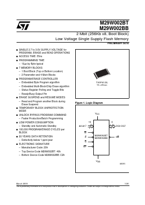 M29W002BT55N1T Datasheet PDF STMicroelectronics
