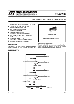 TDA7268 Datasheet PDF STMicroelectronics