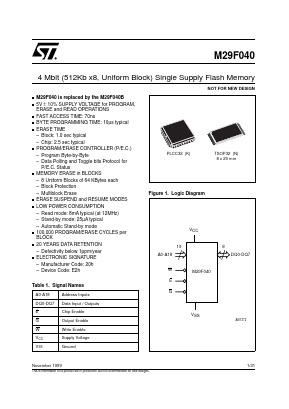 M29F040-150K1 Datasheet PDF STMicroelectronics