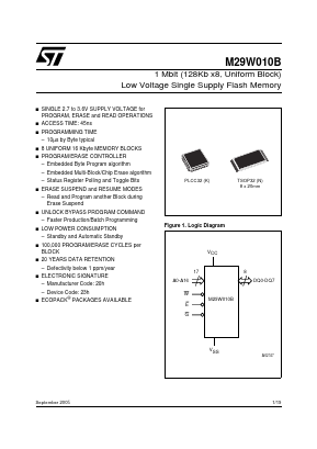 M29W010B90N1F Datasheet PDF STMicroelectronics