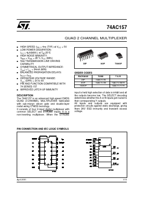 74AC157B Datasheet PDF STMicroelectronics