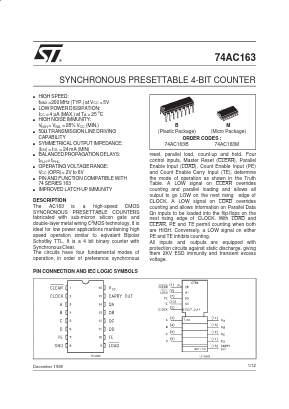 74AC163M Datasheet PDF STMicroelectronics
