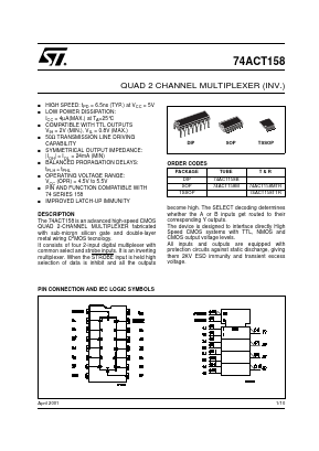74ACT158TTR Datasheet PDF STMicroelectronics