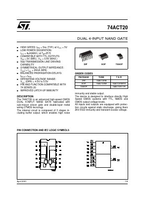 74ACT20 Datasheet PDF STMicroelectronics