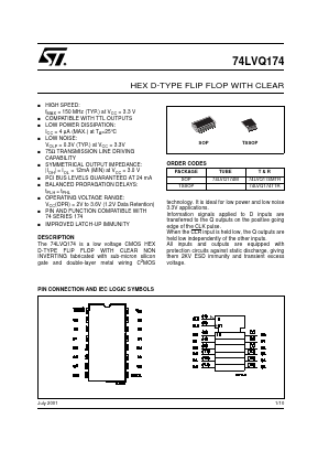 74LVQ174M Datasheet PDF STMicroelectronics