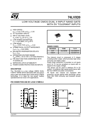 74LVX20 Datasheet PDF STMicroelectronics