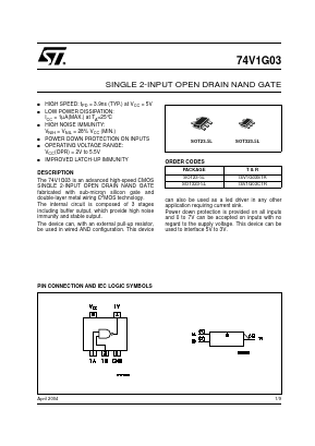 74V1G03CTR Datasheet PDF STMicroelectronics