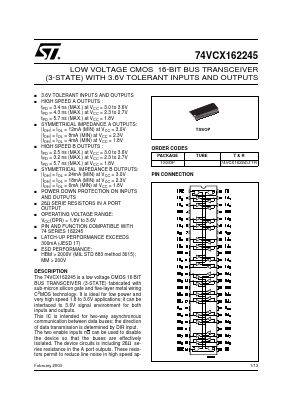 74VCX162245TTR Datasheet PDF STMicroelectronics