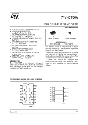 74VHCT00 Datasheet PDF STMicroelectronics