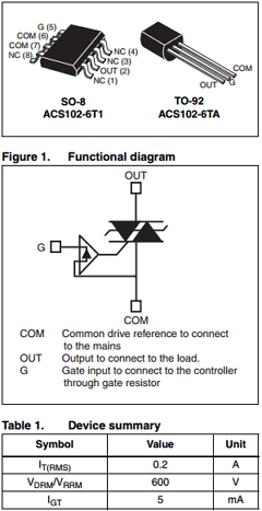 ACS102-6T Datasheet PDF STMicroelectronics