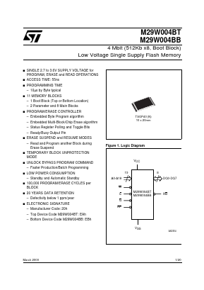 M29W004BB55N1T Datasheet PDF STMicroelectronics