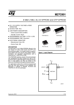 M27C801-45N1TR Datasheet PDF STMicroelectronics