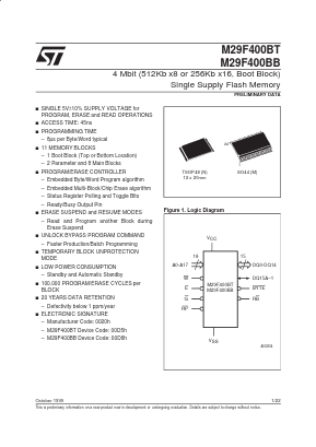 M29F400BT55M1 Datasheet PDF STMicroelectronics